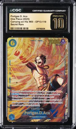 2025 ONE PIECE CARRYING ON HIS WILL - SECRET RARE PORTGAS D. ACE CGC 10 PRISTINE - Image 1
