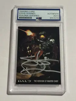 STEVE DOWNES SIGNED AUTO 2007 Topps Halo #85 The Heroism Of Master Chief PSA - Image 1