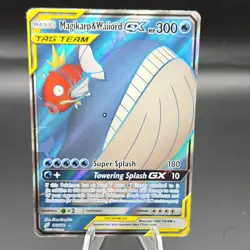 160/181 Magikarp & Wailord GX SM-Team Up TAG TEAM Ultra Rare Full Art Damaged - Image 1