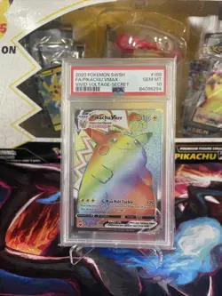 2020 Pokemon—Pikachu VMAX #188/185 Vivid Voltage—Secret Rare Rainbow Holo PSA 10 - Image 1