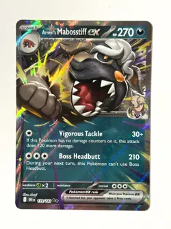 Arven's Mabosstiff EX 139/182 Pokemon Card TCG Destined Rivals Rare Holo NM - Image 1