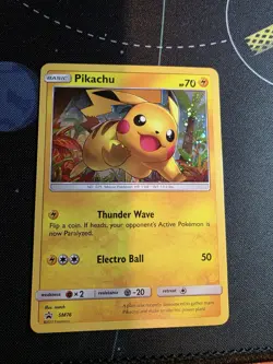 Pokemon TCG NM Pikachu Promo Card SM76 SM Holo Black Star - Image 1