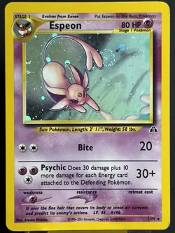 SWIRL 🌀 Espeon 1/75 Holo Neo Discovery Vintage WOTC Pokemon TCG - MP Card - Image 1