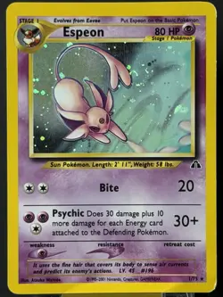 SWIRL 🌀 Espeon 1/75 Holo Neo Discovery Vintage WOTC Pokemon TCG - MP Card - Image 4