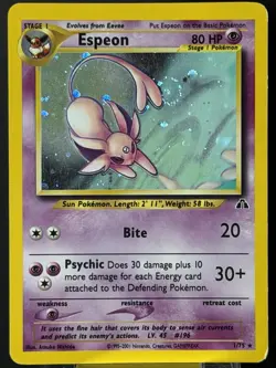 SWIRL 🌀 Espeon 1/75 Holo Neo Discovery Vintage WOTC Pokemon TCG - MP Card - Image 5
