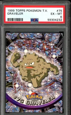 #75 Graveler Topps TV Animation Series 1 Pokemon Card PSA 6 EX-MT - Image 1