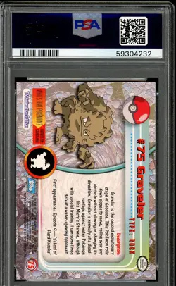 #75 Graveler Topps TV Animation Series 1 Pokemon Card PSA 6 EX-MT - Image 2