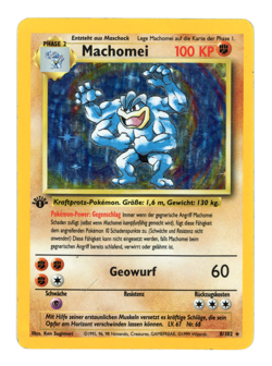 Machomei 1. Edition 8/102 Base Set Deutsch/German Pokemon Karte/Card Vintage DE - Image 1
