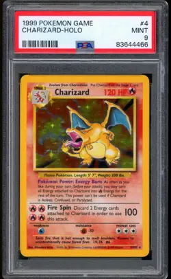 1999 Pokemon Charizard Base Set Unlimited Rare Holo #4 PSA 9 MINT - Image 1