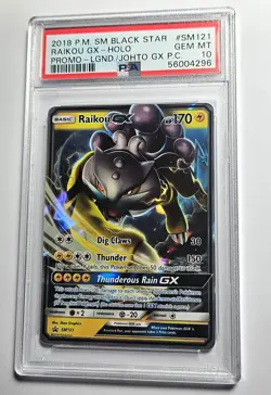 Pokemon SM Black Star 2018 Legendary Johto Gx #SM121 Raikou Gx Holo PSA 10 - Image 1