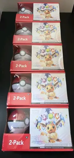 5x POKEMON PRISMATIC EVOLUTIONS ETB TRAINER BOX & POKEBALL SAMS CLUB BUNDLE - Image 1