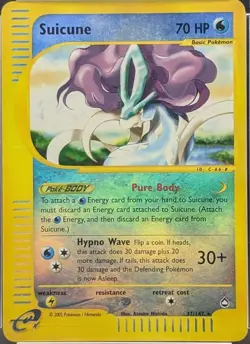 Suicune 37/147 Aquapolis Reverse Holo Rare Pokemon Card TCG 2002 Vintage LP - Image 1
