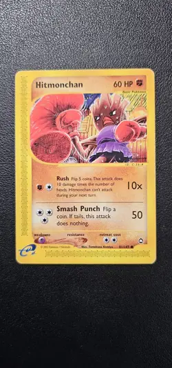 Hitmonchan 81/147 Aquapolis Vintage Pokemon TCG Card MP E-Reader - Image 1