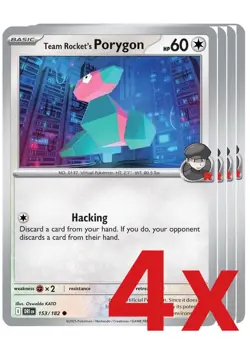 4x Team Rocket's Porygon 153/182 Pokemon TCG Playset SV10: Destined Rivals - Image 1