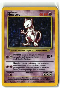 1999 Mewtwo ⭐ 10/102 Holo Rare Base Set WOTC Vintage Unlimited Pokemon MP - Image 1