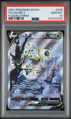 PSA 10 Celebi V 245/264 Full Art Sword & Shield Fusion Strike Pokemon 2021 - Image 1