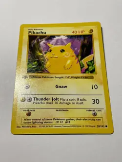 1999 Pokemon Pikachu 58/102 1st Edition Shadowless Yellow Cheeks WOTC LP - Image 3