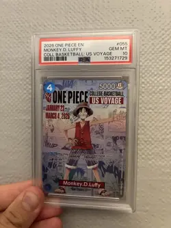 PSA 10 GEM MINT: Monkey D. Luffy College Basketball: US Voyage Promo (P-055) - Image 1