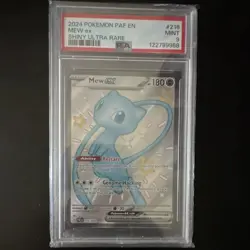 Pokemon TCG Mew ex 216/091 Paldean Fates Shiny Ultra Rare Holo PSA 9 EN - Image 1