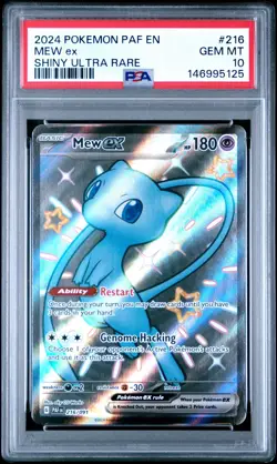 Pokemon PSA 10 Mew EX TCG Paldean Fates Full Art Shiny Card 216/091 - Image 1