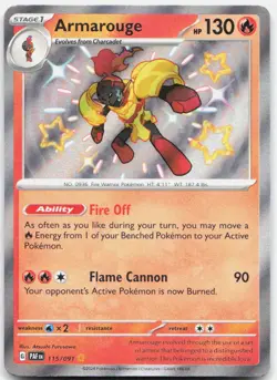 Pokemon Armarouge Holo Shiny Rare SV: Paldean Fates 115/091 NM Trading Card TCG - Image 1