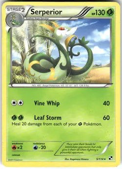 Serperior 5/114 Holo Rare Black & White Pokemon Damaged - Image 1