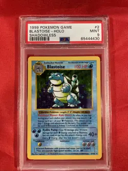 1999 Pokemon Base Set Shadowless Blastoise Holo #2 PSA 9 - Image 1