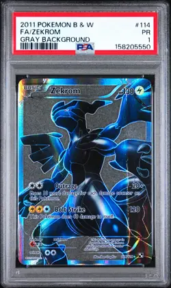 2011 POKEMON BLACK & WHITE GRAY BACKGROUND #114 FULL ART/ZEKROM PSA 1 - Image 1