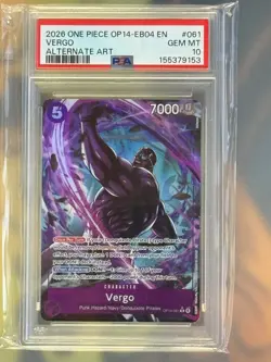 2026 ONE PIECE OP14-EB04 AZURE SEA'S SEVEN ALT ART #061 VERGO PSA 10 OP14-061 - Image 1