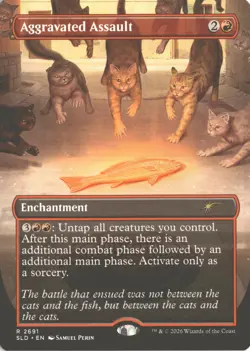 MTG Aggravated Assault (2691) Non-Foil Secret Lair: Cats Of Chaos NM - Image 1