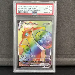 2020 Pokemon Vivid Voltage Aegislash VMAX (Secret) 190/185 PSA 10 Gem MT - Image 1