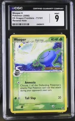 CGC 9 MINT Wooper 71/101 EX Dragon Frontiers Reverse Holo Stamped Pokemon Card - Image 1