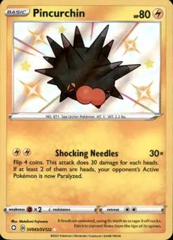 Pincurchin SV043/SV122 Shiny Rare Shining Fates Shiny Vault Pokemon Holo NM - Image 1
