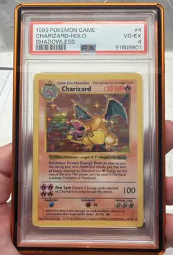 1999 POKEMON GAME SHADOWLESS #4 CHARIZARD-HOLO PSA 4 - Image 1