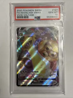 Pokemon TCG 2020 SWSH Vivid Voltage Aegislash Vmax Full Art #127/185 PSA 10 Mint - Image 1