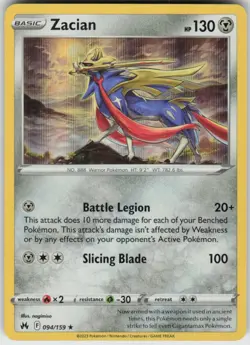Holo Zacian 094/159 Rare Crown Zenith Near Mint - Image 1