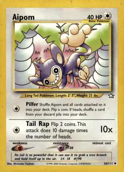 Aipom 26/111 Uncommon Neo Genesis Heavily Played - Image 1
