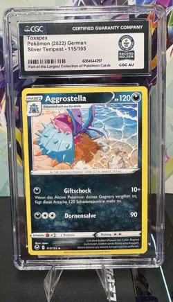 Pokemon TCG Toxapex (German) Silver Tempest Holo Rare 115/195 CGC AU Guinness WW - Image 1