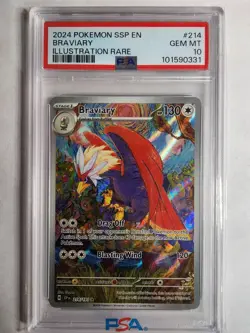 2024 Pokemon - Braviary 214/191 Sv08: Surging Sparks Illustration Rare PSA 10 - Image 1