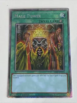 Yugioh - Mage Power x 3 - 1st Edition Platinum Secret Rare NM - Plus Free Holo - Image 2