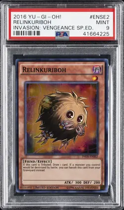 2016 YU-GI-OH! INVASION: VENGEANCE SPECIAL ED #ENSE2 RELINKURIBOH PSA 9 - Image 1