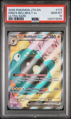 2025 POKEMON JTG EN-JOURNEY TOGETHER ULTRA RARE #172 IONO'S BELLIBOLT EX PSA 10 - Image 1