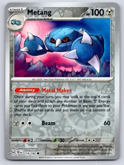 Metang 114/162 Common Temporal Forces Pokemon Reverse Holo Near Mint - Image 1