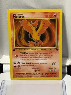 Moltres 27/62 • Pokemon TCG 1995 • 1st Edition Fossil Regular • NM - Image 1