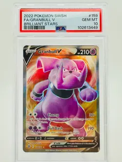 PSA 10 GEM MINT Granbull V 159/172 Brilliant Stars FA Ultra Rare Holo Pokemon - Image 1