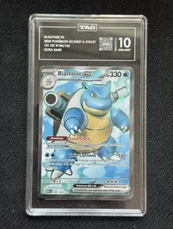 Pokemon Blastoise Ex 184/165 Scarlet & Violet: 151 Ultra Rare TAG 10 Gem Mint - Image 1