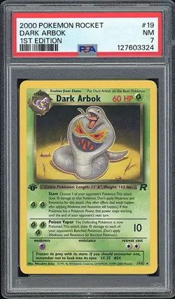 DARK ARBOK 2000 Pokemon Team Rocket 1st Edition Non Holo #19 - PSA 7 - Image 1