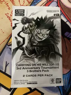 One Piece TCG OP-13 SEALED 3rd Anniversary Tournament 3 Brothers Pack - Image 1
