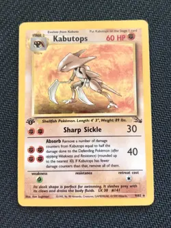 Pokemon TCG Kabutops 9/62 Fossil Holo Rare 1st Edition Pokemon Card - LP - Image 3
