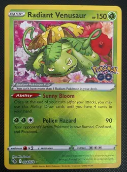 Pokemon TCG Radiant Venusaur Holo Card Pokemon Go 004/078 Near Mint - Image 1